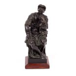 AFTER JOHN SAVAGE 20th century bronze sculpture of a seated figure, a copy of Michelangelo's