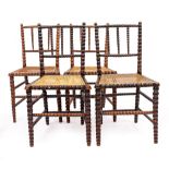 TWO PAIRS OF 19TH CENTURY BOBBIN CHAIRS with caned seats, each 43cm wide x 45cm deep x 83cm high (