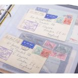 AN ALBUM OF STAMPS of early and inaugural first flight or unusual air mail including some signed