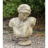 A CAST RECONSTITUTED STONE BUST OF APHRODITE 70cm high