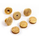 A SELECTION OF 18CT YELLOW GOLD AND OTHER YELLOW METAL CUFFLINKS some with engraved decoration,