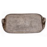 A LIBERTY & CO PEWTER TWIN HANDLED TRAY stamped to the underside '6 English pewter made by Liberty &