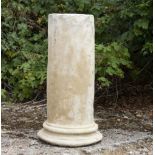 A CAST RECONSTITUTED STONE CYLINDRICAL COLUMN BASE after the antique, approximately 48cm diameter