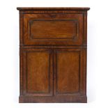 A 19TH CENTURY MAHOGANY SECRETAIRE A ABATTANT the fall front with green leather inset writing