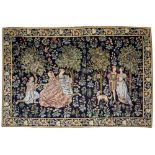 A POINT DE L'HALLUIN FRENCH MACHINE MADE TAPESTRY the banded border with flowers and grapevine