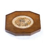 A REGENCY ROSEWOOD OCTAGONAL BOX with painted playing cards to the hinged lid, 26.5cm wide x 19cm