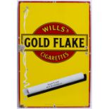 A 'WILLS'S GOLD FLAKE CIGARETTES' YELLOW AND RED ENAMEL SIGN