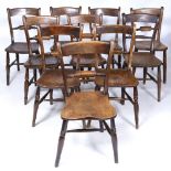 A MATCHED SET OF TEN OXFORD PATTERN ASH AND ELM CHAIRS each approximately 36cm wide x 37cm deep x