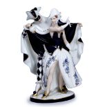 A ROYAL DUX COMMEDIA DELL'ARTE PORCELAIN FIGURAL GROUP 33cm wide x 50cm high