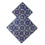 A QUANTITY OF MODERN FLOOR TILES with blue floral decoration approximately 37, 10cm