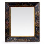 A CHINOISERIE DECORATED RECTANGULAR WALL MIRROR 43cm wide x 49cm high