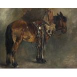 ATTRIBUTED TO A.J. STARK (1831-1902) A heavy ladened horse, oil on canvas, unsigned 45.5cm x 57cm