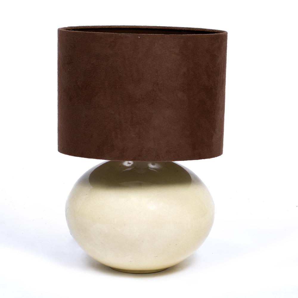 A DANISH BLACK AND WHITE GLAZED TABLE LAMP with cylindrical shade, 49cm high overall together with a - Image 2 of 2