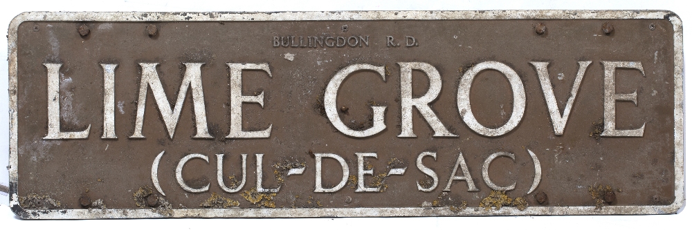 A BULLINGDON ROAD SIGN Lime Grove (Cul de Sac), 92cm wide x 28cm high