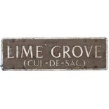 A BULLINGDON ROAD SIGN Lime Grove (Cul de Sac), 92cm wide x 28cm high
