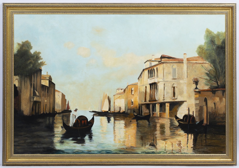 ROBERT STANNAGE A canal view in Venice, acrylic on canvas, signed lower right, 100cm x 150.5cm - Image 2 of 2