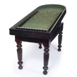 A WILLIAM IV ROSEWOOD BAGATELLE TABLE the removable lid opening to reveal a green baize with brass