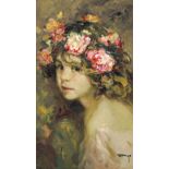 JOSÉ ROYO (b.1945) Girl with roses in her hair, serigraph, signed and numbered 3/140, 60cm x 35cm