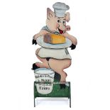 A FRENCH PAINTED BUTCHER'S ADVERTISING SIGN in the form of a pig, inscribed 'Rillettes de Tours B