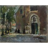 RON WHITTENBURY (act. 1920-1955) 'The Beguinage', oil on panel, signed lower left, 39cm x 50cm