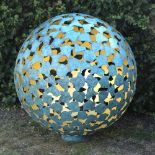 A GARDEN SCULPTURE BY DAVID HARBER 'Mantle', bronze and gold leaf, 96cm diameter