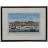 A GROUP OF SEVEN HAND COLOURED ENGRAVINGS to include views of Greenwich and Battersea from the