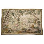 A POINT DE L'HALLUIN REPRODUCTION MACHINE MADE FRENCH TAPESTRY depicting a hunting scene, 178cm x
