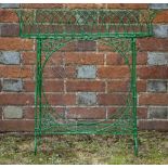 A VICTORIAN GREEN PAINTED WIREWORK PLANT STAND 74cm wide x 29cm deep x 74cm high