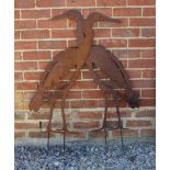 A PAIR OF LIFESIZE PIERCED STEEL SILHOUETTES of heron, each approximately 40cm wide x 116cm high