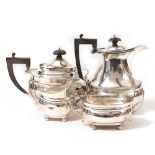 A FOUR PIECE SILVER COFFEE SET in the Georgian style by Alexander Clarke, marks for Birmingham 1921,