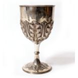 AN EDWARDIAN LARGE SILVER CHALICE CUP by Daniel & Arter circa 1906, approximately 903 grams