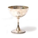 A SMALL SILVER GOBLET with knoped stem and beaded decoration to the spreading base, marks for