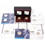 TWO ROYAL MINT 'THE QUEEN'S BEASTS' LION OF ENGLAND UK QUARTER OUNCE GOLD PROOF COINS both dated