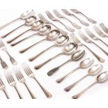 A QUANTITY OF ANTIQUE SILVER PLATED CUTLERY to include skewers, nut crackers etc