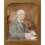 A VICTORIAN WATERCOLOUR HALF LENGTH PORTRAIT depicting Major General Apsley Cherry-Garrard, father