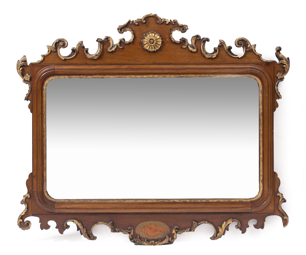 A 19TH CENTURY GILDED FRET FRAMED WALL MIRROR with rectangular bevelled glass, 94cm wide x 83cm
