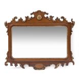 A 19TH CENTURY GILDED FRET FRAMED WALL MIRROR with rectangular bevelled glass, 94cm wide x 83cm