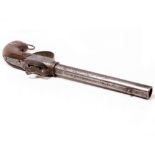 A 19TH CENTURY ITALIAN PERCUSSION CAP PISTOL the cylindrical barrel indistinctly signed 'Carlo