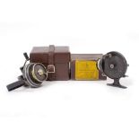 AN ALLCOCK-STANLEY LIGHT CASTING FISHING REEL with its original box and a Helical casting reel, with