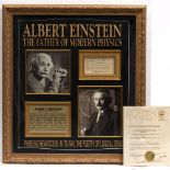 SIGNATURE OF ALBERT EINSTEIN UNDER HAND-WRITTEN MESSAGE 'Only one who devotes himself to a cause
