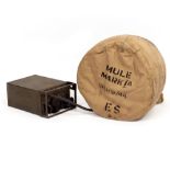 A MULE'S GAS MASK marked IA and a wireless No. 38 MKII military radio (2)