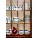 A VICTORIAN TEA SET together with a ruby glass jug, an Imari patterned tea set and further ceramics