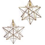 A PAIR OF STARFORM GLAZED LANTERNS with chain suspension, each approximately 36cm wide x 43cm
