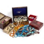 JEWELLERY AND COSTUME JEWELLERY to include bead necklaces, earrings, brooches and a white metal
