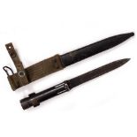 A SMALL BAYONET and sheath 33cm long