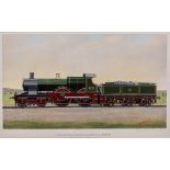A RAILWAY CHROMOLITHOGRAPH depicting GWR four-coupled express locomotive 'Sydney', 25cm x 40cm