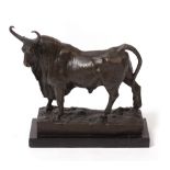 A FRENCH BRONZE FIGURE OF A BISON the naturalistic base with J B Foundry plaque and impressed number
