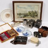 A MIXED COLLECTION to include a silver cigar case, a Soane & Smith Copeland plate depicting a Jack