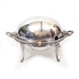 A WALKER & HALL EARLY - MID 20TH CENTURY SILVER PLATED ROLL TOP SERVING DISH 35cm