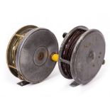 A HARDY BROTHERS 'ST JOHN' 4 INCH DIAMETER FLY FISHING REEL together with a further older 4 inch